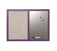 Bi-Office Lavender - Tableau Mixte, d'Affichage en Tissu Perle et Magnétique Argent, 60 x 45 cm, Cadre en MDF Violet