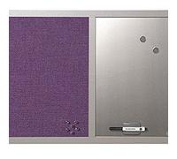 Bi-Office Lavender - Tableau Mixte, d'Affichage en Tissu Violet et Magnétique Argent, 60 x 45 cm, Cadre en MDF Perle