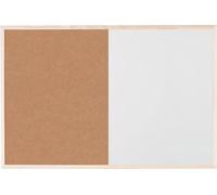 BI-OFFICE MX04106010 Tableau combiné 60 x 45 cm Tableau à écrire et en liège brun/blanc Cadre en bois