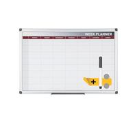 Bi-Office Tableau blanc aimanté avec cadre en aluminium Cadre Planificateur Semaine Magnétique coloré