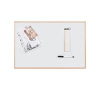 Bi-Office Tableau Blanc Magnétique Earth New Basic, 90x60cm, Surface en Acier Laqué, Cadre en Pin PEFC