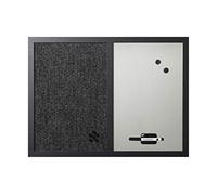 Bi-Office, Tableau combiné Black Shadow, Tableau d'affichage en tissu et Tableau magnétique effaçable à sec finition Silverfinish, Cadre en MDF noir mat, 90x60cm