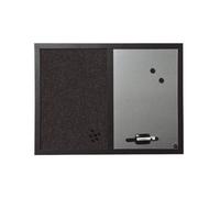 Bi-Office Tableau Mixte Black Shadow, Surface Magnétique Argenté Et Tableau D'affichage Gris Foncé, Cadre En Mdf, 60 X 45 Cm