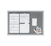Bi-Office Tableau planning Hebdomadaire + Messages + Courrier et Panneau en Feutre 60 x 40 cm Gris