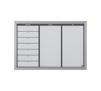 Bi-Office Tableau planning Hebdomadaire + Messages + Notes 60 x 40 cm Gris