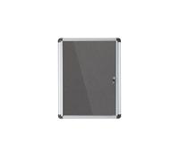 Bi-Office Vitrine d'Affichage Interieur en Feutre Gris Enclore Extra, Tableau d'Affichage Verrouillable, 664 x 710 mm, 6xA4