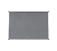 Bi-Office Vitrine d'exposition Exhibit Extra, surface en feutre gris, 12xA4, Portes coulissantes en verre, cadre en aluminium Anthracite