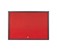 Bi-Office Vitrine d'exposition Exhibit Extra, surface en feutre rouge, 10xA4, Portes coulissantes en verre, cadre en aluminium Anthracite