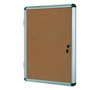 Bi-Office Vitrine d'intérieur Enclore porte-battante fond en liège, 4 feuilles A4, dimensions L50 x H67,4 x P3,5 cm
