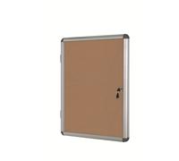 Bi-Office Vitrine d'intérieur Enclore porte-battante fond en liège, 9 feuilles A4, dimensions L72 x H98,1 x P3,5 cm