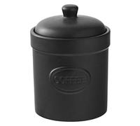 BIA - Boîte à café - Noir mat - Pot de rangement mat - Rangement de cuisine en grès - Rangement et organisation de la cuisine - Disponible en blanc et noir