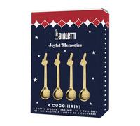 Bialetti Joyful Memories Boîte cadeau de 4 cuillères en acier inoxydable, design italien iconique