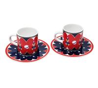 Bialetti Lot de 2 tasses à café et soucoupes assorties design avec ours Joyful Memories en céramique 70 ml lavables