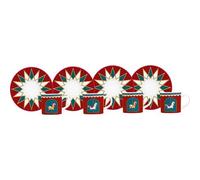 Bialetti Lot de 4 tasses à café avec soucoupe, collection Winter Wonderland, Noël 2024