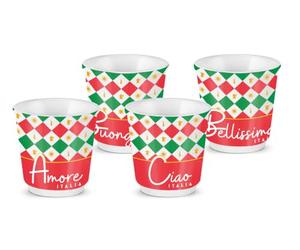 Bialetti - Set de 4 Gobelets Tricolore, Porcelaine, 80 ml / 2.70 oz