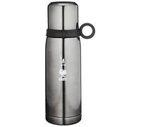 Bialetti To Go Bouteille Thermique avec Couvercle-Gobelet, à Double Paroi, Garde au Chaud pendant 12 heures et au Froid pendant 24 heures, Capacité 460 ml, Acier, Gris Foncé