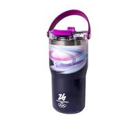 Bialetti Tumbler Thermique en Métal MICO, Milano Cortina 26, Bouteille Isotherme avec Paille Rétractable et Manche inclus dans le bouchon, idéal pour le sport et l'extérieur, garde au chaud et au