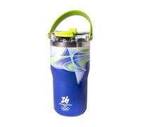 Bialetti Tumbler Thermique en Métal MICO, Milano Cortina 26, Bouteille Isotherme avec Paille Rétractable et Manche inclus dans le bouchon, Idéal pour le sport et l'extérieur, garde au chaud et au