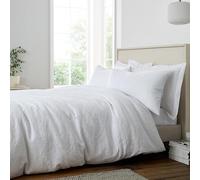 Bianca Fleur Matelassé Jacquard 200 Fils Coton Parure Housse de Couette Double avec Taies d'oreiller Blanc