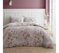 Bianca Francesca Floral Parure de lit Double réversible en Coton 200 Fils avec taies d'oreiller Rose crème