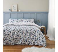 Bianca Ophelia Parure de lit réversible en Coton brossé avec taie d'oreiller Motif Floral Bleu