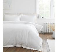 Bianca Oxford Parure de lit Double en Coton 200 Fils avec Housse de Couette et taies d'oreiller Blanc