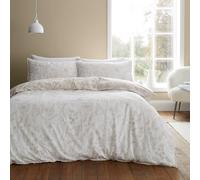 Bianca Parure de lit Double réversible en Toile de Coton brossé avec taies d'oreiller Motif Floral Naturel