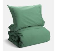 Bianca Plain Dyed Percale Jade - Parure de lit avec Housse de Couette + taies d'oreiller + Drap Housse 240 x 220 + 50 x 80 (2) + 160 x 200 cm