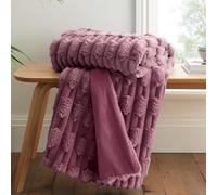 Bianca So Soft Plaid en Fausse Fourrure sculptée Rose 150 x 200 cm