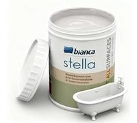 Bianca Stella Peinture pour baignoire sans ponçage - Peinture sanitaire parfumée à base d'eau pour baignoire, lavabo, receveur de douche et émail - Blanc poudré, brillant, résistant aux rayures, très