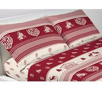 Biancheria Web Paire de taies d'oreiller 100% Coton, taies d'oreiller avec Boutons latéraux 52 x 82 cm, Motif tyrolo