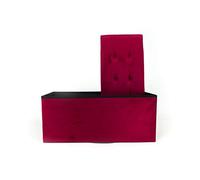 BIANCHERIAWEB Double Velvet Pouf de Rangement rembourré Bordeaux, Pouf Pliable, 76 x 34 x 34 cm