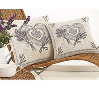 BIANCHERIAWEB Housse de coussin pour décoration de maison, tissu chenillé fantaisie floral, lavande 40 x 40 cm