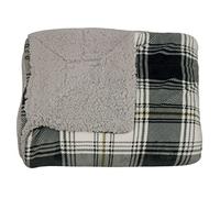 BIANCHERIAWEB Plaid Écossais Tartan Bordeaux et Gris - Couverture Canapé Hiver Chaude - Dos Agellé, Fourrure, Sherpa