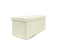 Biancheriaweb Pouf de rangement rembourré pliable modèle double velours couleur crème