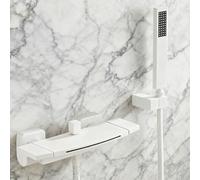 BiaoTeng Mitigeur Baignoire Cascade avec Douchette eau Chaude et Froide Cuivre Robinet Baignoire Classique Mural Blanc