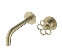 BiaoTeng Mitigeur Encastrable Mural Salle de Bain Or Brossé | Robinet Encastré pour Lavabo Monocommande eau Chaude et Froide en Laiton Économie D'eau pour Lave Main