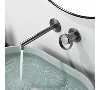 BiaoTeng Mitigeur Encastrable Mural Salle de Bain Robinet Lavabo Gris | Mitigeur Lavabo Encastré Mural Monocommande eau Chaude et Froide en Laiton Économie D'eau pour Lave Main