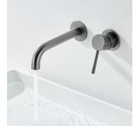 BiaoTeng Mitigeur Encastrable Mural Salle de Bain Robinet Lavabo Gris | Robinet Salle de Bain Moderne Monocommande eau Chaude et Froide en Laiton Économie D'eau pour Lave Main