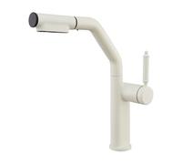 BiaoTeng Mitigeur Lavabo Douchette Extractible 2 Modes Blanc Laiteux | Robinet Lavabo Salle de Bain Monotrou Rotatif 360 Monocommande eau Chaude et Froide en Laiton