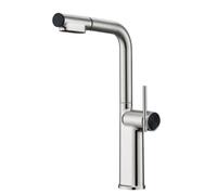 BiaoTeng Mitigeur Lavabo Douchette Extractible 2 Modes Brossé | Mitigeur Salle de Bain Monotrou Rotatif 360 Monocommande eau Chaude et Froide en Laiton