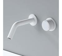 BiaoTeng Mitigeur Lavabo Mural Robinet Salle de Bain Encastrable Blanc | Mitigeur Encastré Salle de Bain Monocommande eau Chaude et Froide en Laiton Économie D'eau pour Lave Main