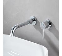 BiaoTeng Mitigeur Mural Salle de Bain Robinet Lavabo Encastré Chrome | Robinet Salle de Bain Moderne Monocommande eau Chaude et Froide en Laiton Économie D'eau pour Lave Main