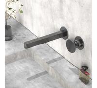 BiaoTeng Mitigeur Mural Salle de Bain Robinet Lavabo Encastré Gris | Mitigeur Lavabo Encastré Mural Monocommande eau Chaude et Froide en Laiton Économie D'eau pour Lave Main