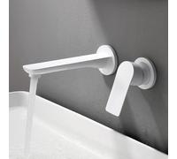 BiaoTeng Robinet Encastrable Lavabo Salle de Bain Blanc | Mitigeur Lavabo Encastré Mural Monocommande eau Chaude et Froide en Laiton Économie D'eau pour Lave Main