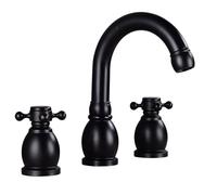 BiaoTeng Robinet Lavabo Noir Retro Doppia Manopola a Croce 3 Trous, à Rotatif 360 Chaud et Froid Mitigeur Salle de Bain Laiton Antique