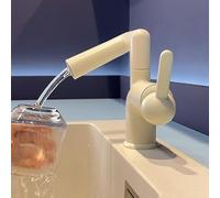 BiaoTeng Robinet Lavabo Rotatif 360 a 2 Mode, eau Chaude et Froide Mitigeur Lavabo Monotrou Laiton pour Salle de Bain Blanc Laiteux