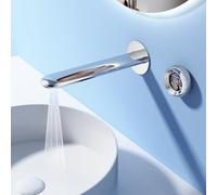 BiaoTeng Robinet Mural Encastré Lavabo Mitigeur Lavabo Moderne Chrome | Mitigeur Mural Salle de Bain 2 Modes Monocommande eau Chaude et Froide en Laiton Économie D'eau pour Lave Main