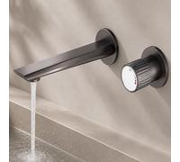 BiaoTeng Robinet Mural Encastré Salle de Bain Mitigeur Lavabo Gris | Mitigeur Mural Lavabo Salle de Bain Monocommande eau Chaude et Froide en Laiton Économie D'eau pour Lave Main