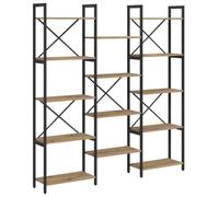 Bibliothèque 156 x 25 x 167 cm - En bois de chêne artisanal - Cadre en | Aspect chêne artisanal, cadre en acier noir, plusieurs niveaux, robuste, style loft, polyvalent